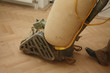 sanding a wooden floor