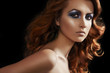 Fashion woman model with glitter evening make-up, long hair Fashion woman model with glitter evening make-up, long hair