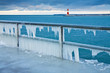 Die Mole in Warnemünde im Winter.