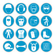 Construction safety equipment symbols signs vector