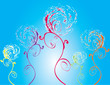 abstract flower spring illustration vector pink blue green