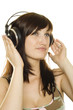 Woman listening to music and singing