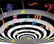 Music notes on spiral background Music notes on spiral background