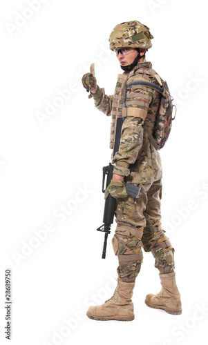 Photo: Modern soldier with rifle Modern soldier with rifle