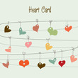 Blue background with stylish doodle colorful hearts