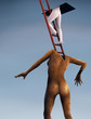 surreal painting of a person climbing a ladder into the sky surreal painting of a person climbing a ladder into the sky