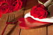 Place setting with a heart in country style Place setting with a heart in country style