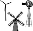 silhouette of windmill - vector