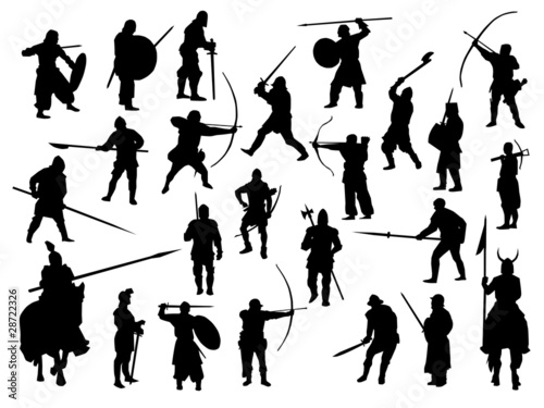 Vector: Weapon collection, medieval warriors Weapon collection, medieval warriors