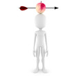 3d man with an apple on he's head
