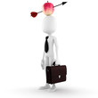 3d man - business man  with an apple on he's head
