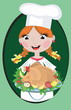 Girl cook with turkey Girl cook with turkey