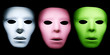 Different Color Faces Against Black