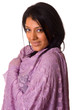 indian woman wrapped in a pashima shawl.