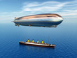 Zeppelin und Ozeandampfer