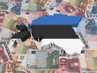 Estonia 3d Map flag on euro currency illustration