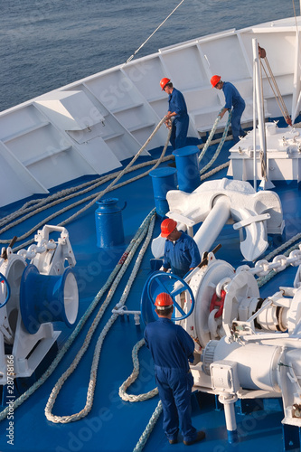 Photo: Seamans working on a cruise ship. Seamans working on a cruise ship.