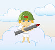 Vector: Cartoon funny cupid with armed valentine bazooka Cartoon funny cupid with armed valentine bazooka