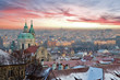 prague panorama with beautiful sunset