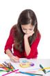 concentrated little girl drawing