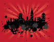 grunge city with red lightburst