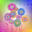 Retro grunge flowers background