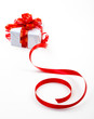gift box with red bow isolated on white gift box with red bow isolated on white