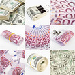 Collage from dollar and euro money backgrounds Collage from dollar and euro money backgrounds