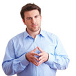 Manager hält Finger zusammen Manager hält Finger zusammen