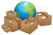 Vector: packet with globe packet with globe