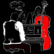 Vector illustration of a Jazz piano and double-bass