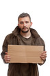 Beggar holding carton Beggar holding carton