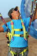 The glider pilot prepares for flight on a paraplane