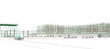 edificio piazza porticato rendering 3d illustrazione progetto