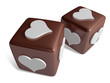 3d chocolate cube hexahedron dice moving on white background 3d chocolate cube hexahedron dice moving on white background