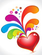 abstract red heart with floral