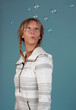 woman looking a bubble