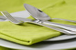 Photo: tableware on green tableware on green