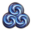 Illustration: Blue Triple Swirl over white Blue Triple Swirl over white
