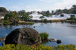 Japanese Garden Park with snow in winter