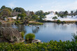 Japanese Garden Park with snow in winter