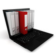 3d dossier popping out from a laptop screen 3d dossier popping out from a laptop screen