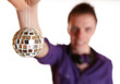 DJ hält Discokugel