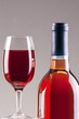 Glass and bottle of rose wine