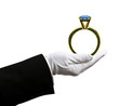 Holding sapphire ring