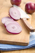 sliced red onion in kitchen