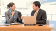 Happy businesspeople after a phone call