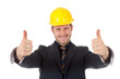 Young man architect thumbs up Young man architect thumbs up