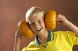 Boy Playing With Pumpkins