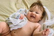 a little boy lying on sofa